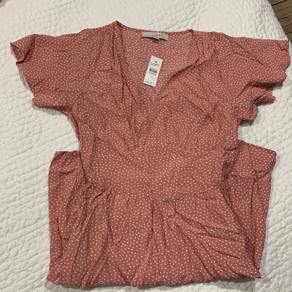 Flowy polka dot LOFT dress NWT